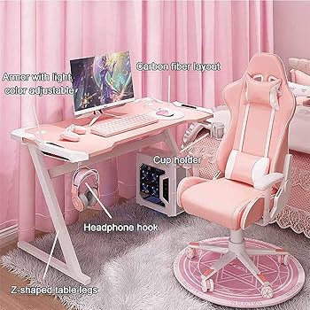 LED付き　ゲーミングデスク　テーブル　ピンク LED付き ゲーミングデスク テーブル ピンク Amazon.co.jp